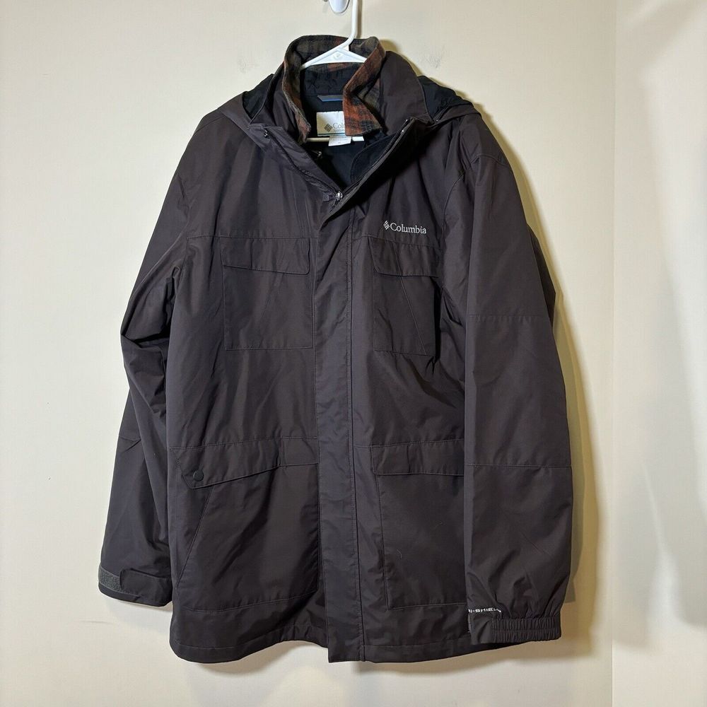 COLUMBIA MENS LANDROAMER FLANNEL LINED JACKET 1X Brown